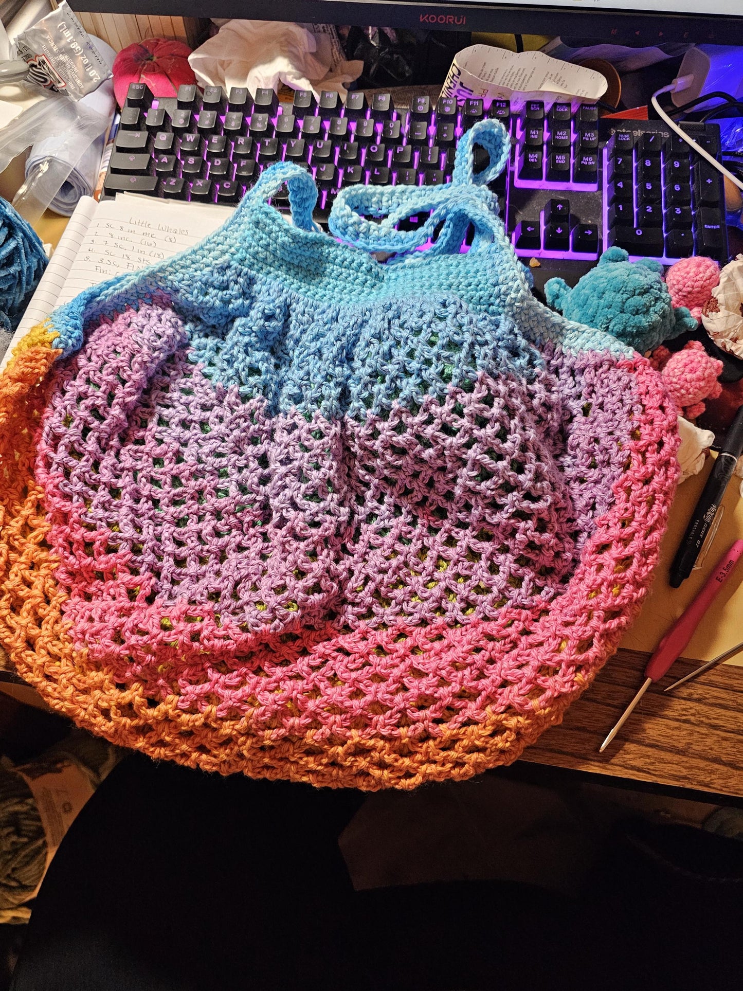 French Style crochet mesh market bag