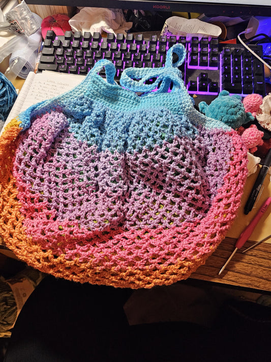 French Style crochet mesh market bag
