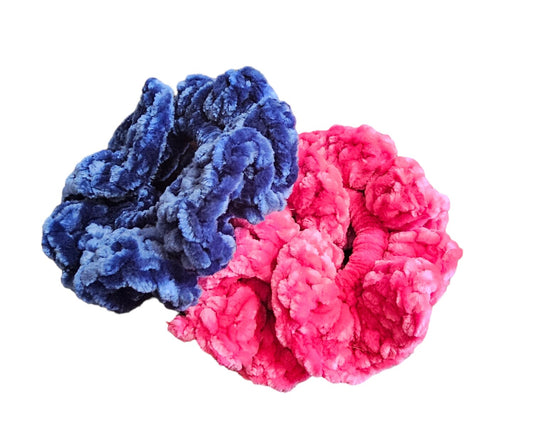 2 Velvet Crochet Hair Scrunchies